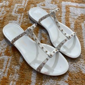 Stuart Weitzman Mellie Pearly Stud Jelly Sandal